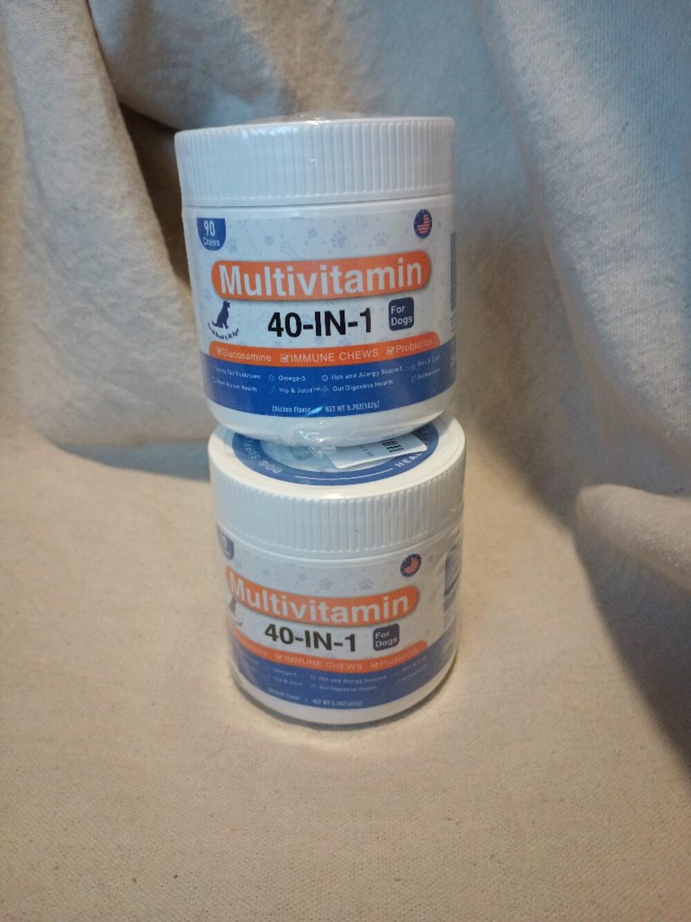 2 packs 40-in-1 Multivitamin Chews for Dogs - 90 Soft Chews - Chicken